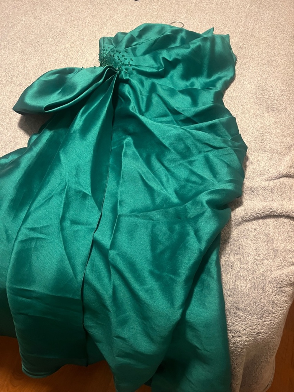 Rina diMontella Teal Green Satin Wedding Dress